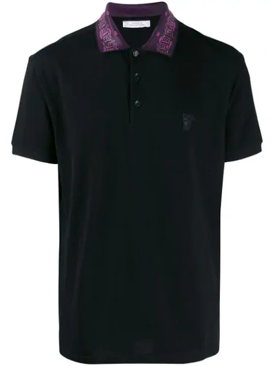 Versace Medusa Detail Polo Shirt In Black