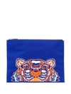 Kenzo Embroidered Tiger Pouch In 74a Blue