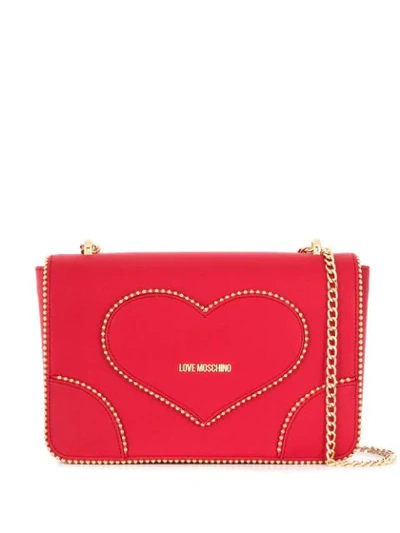 Love Moschino Studded Shoulder Bag In Red