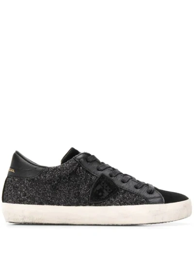 Philippe Model Sneakers Low Black Glitter In Glitter Noir