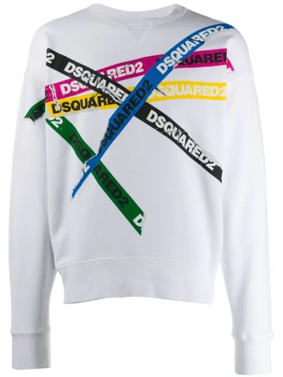 Dsquared2 Logo Print Sweatshirt In White