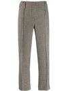 Rokh Houndstooth Check Cropped Trousers In Neutrals