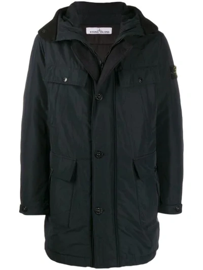 Stone Island Padded Interior Hooded Jacket In Blue