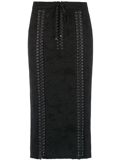 Dolce & Gabbana Corset Style Lace Skirt In Black