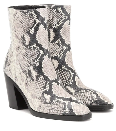 Stuart Weitzman Wynter 80 Snake-effect Ankle Boots In Black And White Python Printed Leather