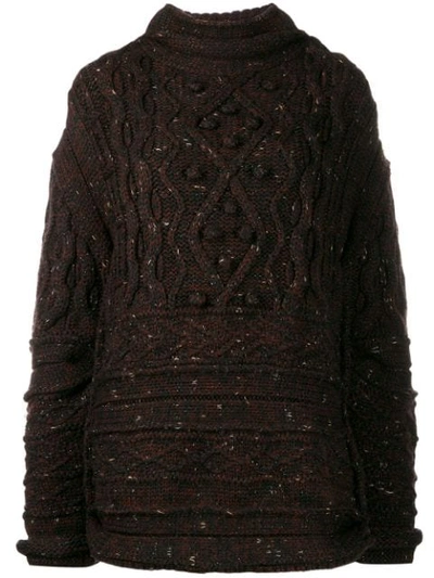Pre-owned Jean Paul Gaultier '1990s Cable Knit Jumper In Brown