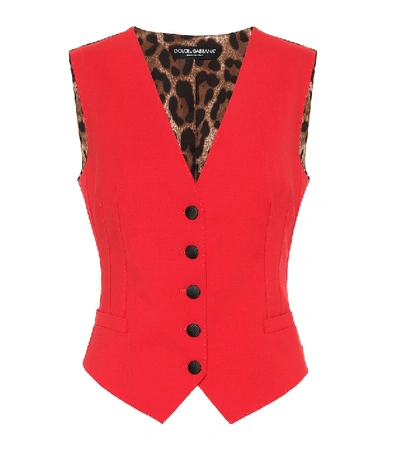 Dolce & Gabbana Wool-blend Vest In Rosso Lacca