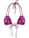 Saint Laurent Zebra-print Bikini Top In Pink