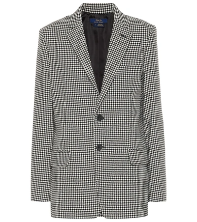 Polo Ralph Lauren Houndstooth Wool-blend Blazer In Grey