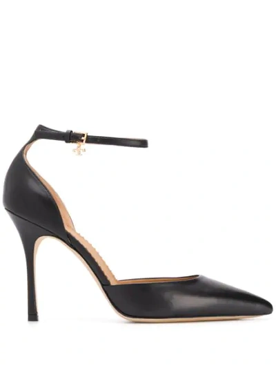 Tory Burch Ankle Strap Charm Pumps In Black