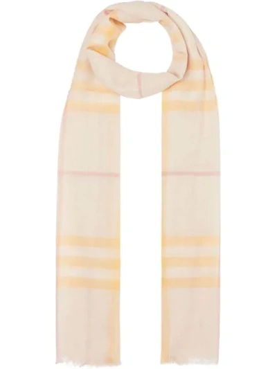 Burberry Lightweight Giant Check Wool & Silk Scarf In Pink