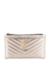 Saint Laurent Quilted Monogram Pouch In Grey