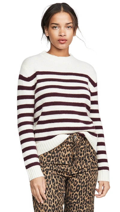 Kule The Marvin Striped Cashmere Sweater In Cream/wine