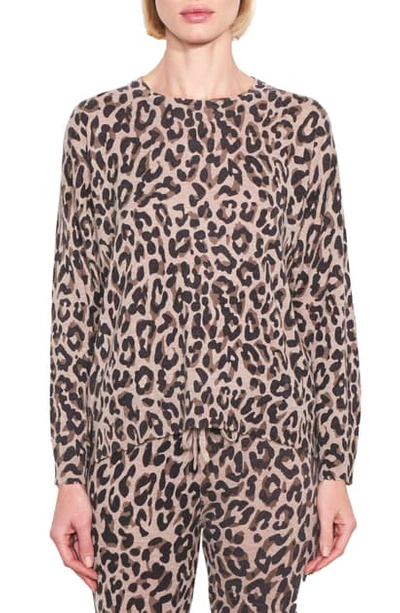 Sundry Leopard Crewneck Wool/cashmere Sweater In Oatmeal