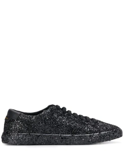 Saint Laurent Andy Sequinned Low-top Sneakers In Black