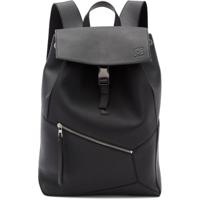 Loewe Men's Puzzle Leather Backpack With Asymmetrical Details In Black