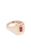 Shay Rose Gold And Ruby New Modern Pinky Ring In Rose Gold/ruby