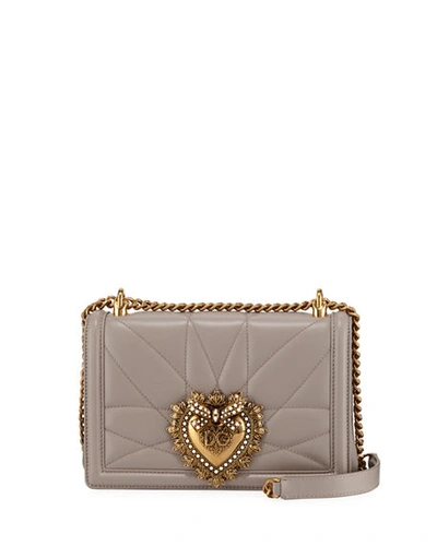 Dolce & Gabbana Devotion Medium Quilted Crossbody Bag In Beige