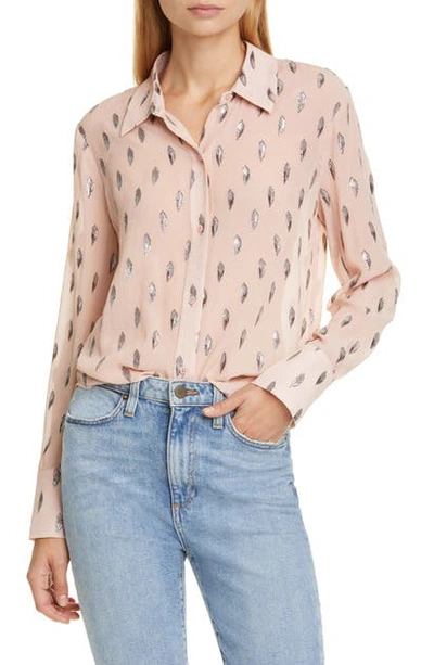 Equipment Sedienne Printed Long-sleeve Button-down Shirt In Misty Rose