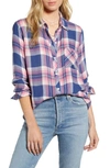 Rails Hunter Plaid Button-down Top In Azure Pink Yellow