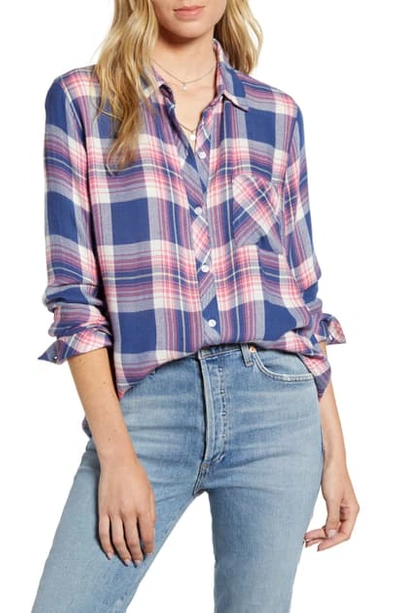 Rails Hunter Plaid Button-down Top In Azure Pink Yellow