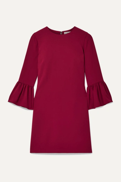 Alice And Olivia Coley Crewneck Ruffle-sleeve Short Dress In Claret