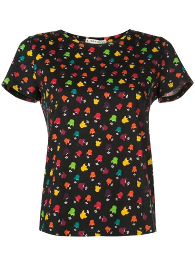 Alice And Olivia Rylyn Staceface Printed Crewneck Top In Rainbow Stace