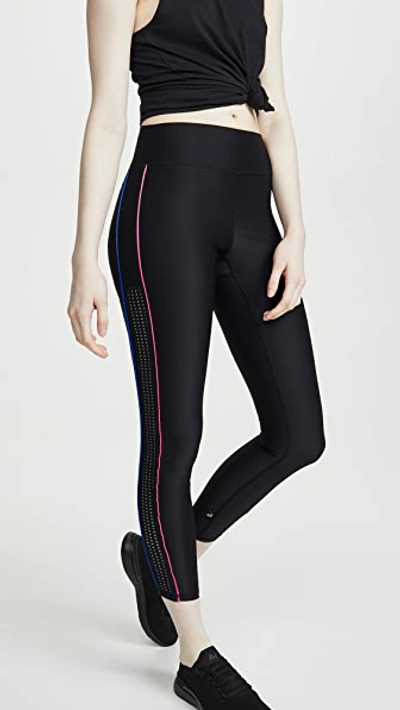 Terez Women's Rib Piping Racing Stripe Leggings In Black/red Piping