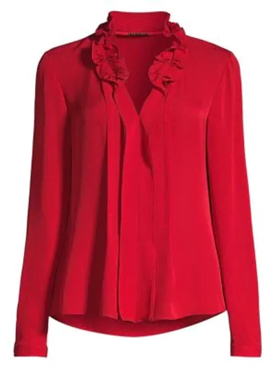 Elie Tahari Ciara Long-sleeve Silk Blouse In Kilim Red