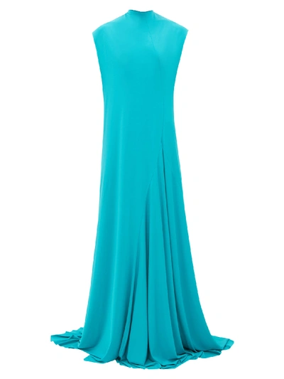 Balenciaga Twisted Stretch Jersey Maxi Dress In Turquoise