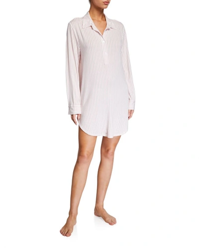 Eberjey Nordic Stripes Boyfriend Sleepshirt In Pink/white