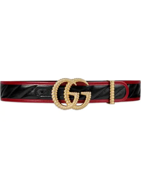 Gucci Diagonal Quilted Leather W/ Torchon Double G Buckle In Black | ModeSens