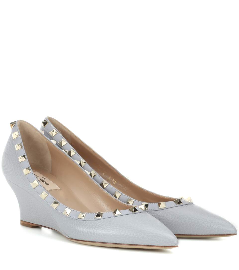 valentino garavani rockstud leather wedges
