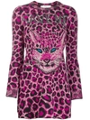 Alberta Ferretti Cat Face Sweater Dress In Pink