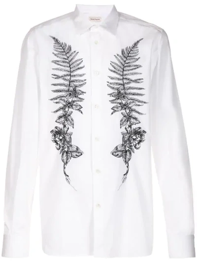 Alexander Mcqueen Embroidered Cotton Shirt In White