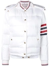 Thom Browne 4-bar Stripe Padded Bomber Jacket In White