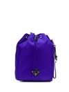 Prada Technical Logo Plaque Bucket Bag In Purple