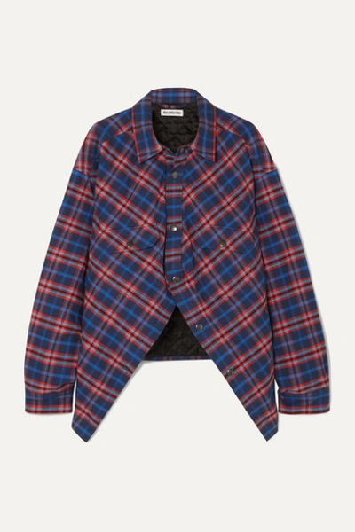 Balenciaga Swing Oversized Padded Checked Cotton-flannel Shirt