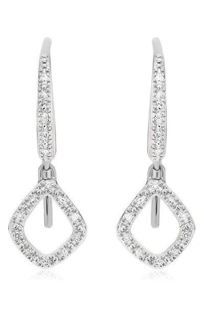 Monica Vinader Diamond And Sterling Silver Riva Mini Kite Drop Earrings In Silver/ Diamond