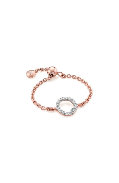 Monica Vinader Diamond And 18k Rose Gold Vermeil Riva Mini Circle Adjustable Friendship Ring