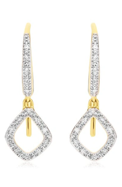 Monica Vinader Diamond And 18k Yellow Gold Vermeil Riva Mini Kite Drop Earrings In Yellow Gold/ Diamond