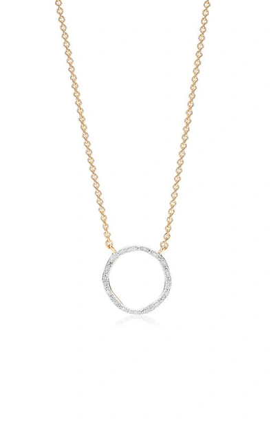 Monica Vinader Diamond And 18k Yellow Gold Vermeil Riva Circle Necklace In Gold Plate