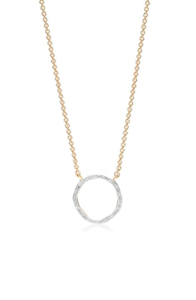 Monica Vinader Diamond And 18k Yellow Gold Vermeil Riva Circle Necklace In Yellow Gold/ Diamond