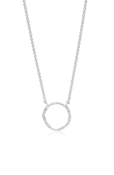 Monica Vinader Riva Circle Sterling Silver And Diamond Necklace In Silver