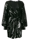 Amen V-neck Sequined Mini Dress In Black