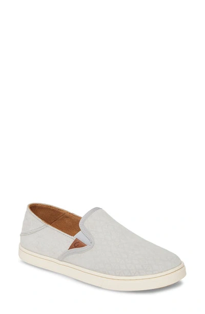 Olukai Pehuea Slip-on Sneaker In Pale Grey Kapa Leather