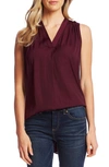 Vince Camuto Rumpled Satin Blouse In Cabernet