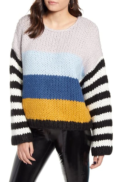 Blanknyc Stripe Oversize Sweater In Mixed Signals