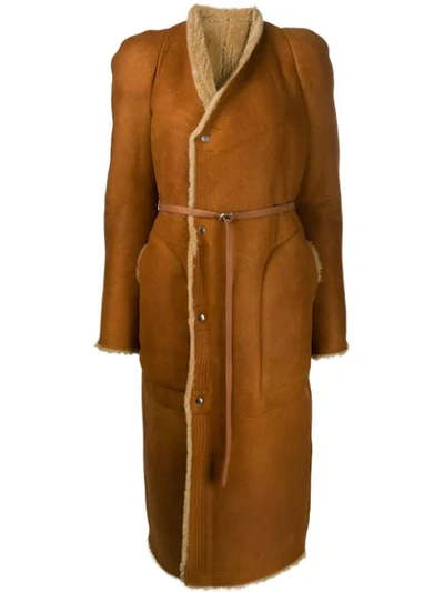 Rick Owens Belted Coat In Orange