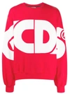 Gcds Red Sweatshirt With Maxi Logo